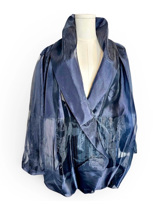 Issey Miyake Jackets & Blazers - Issey Miyake Sheer Pleated Sculptural Jacket Navy Size 2
